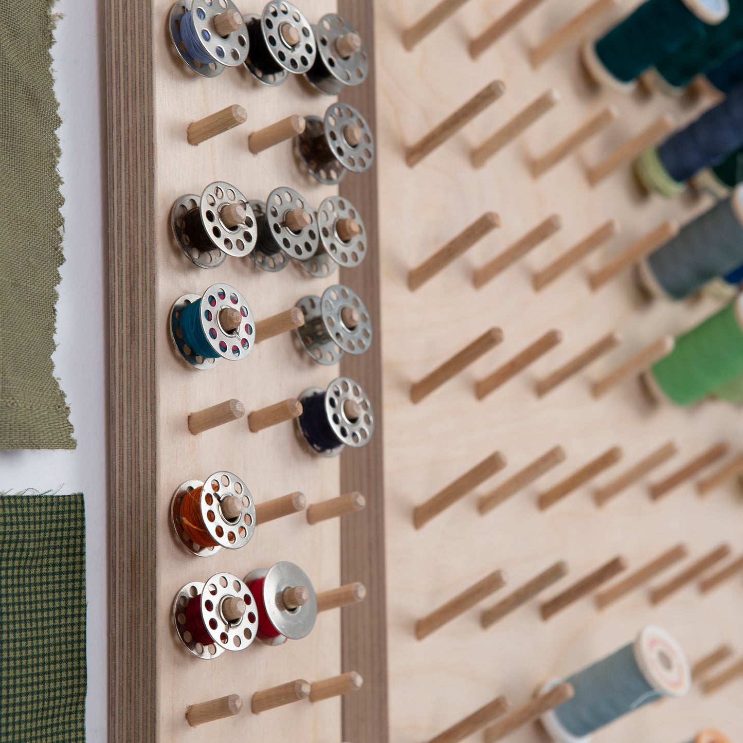 Wall hanging storage for bobbins