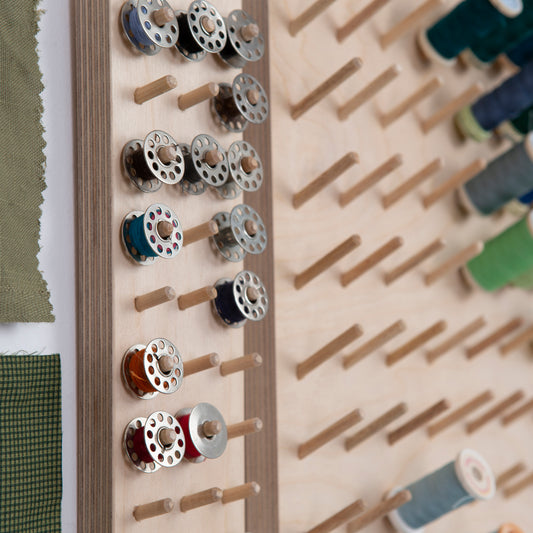 Wall hanging storage for bobbins